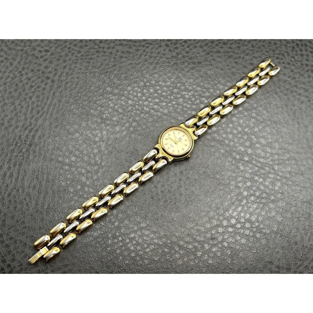 Givenchy Swiss Quartz Two-Tone Gold Tone Silver Oval Watch Women NEW BATTERY